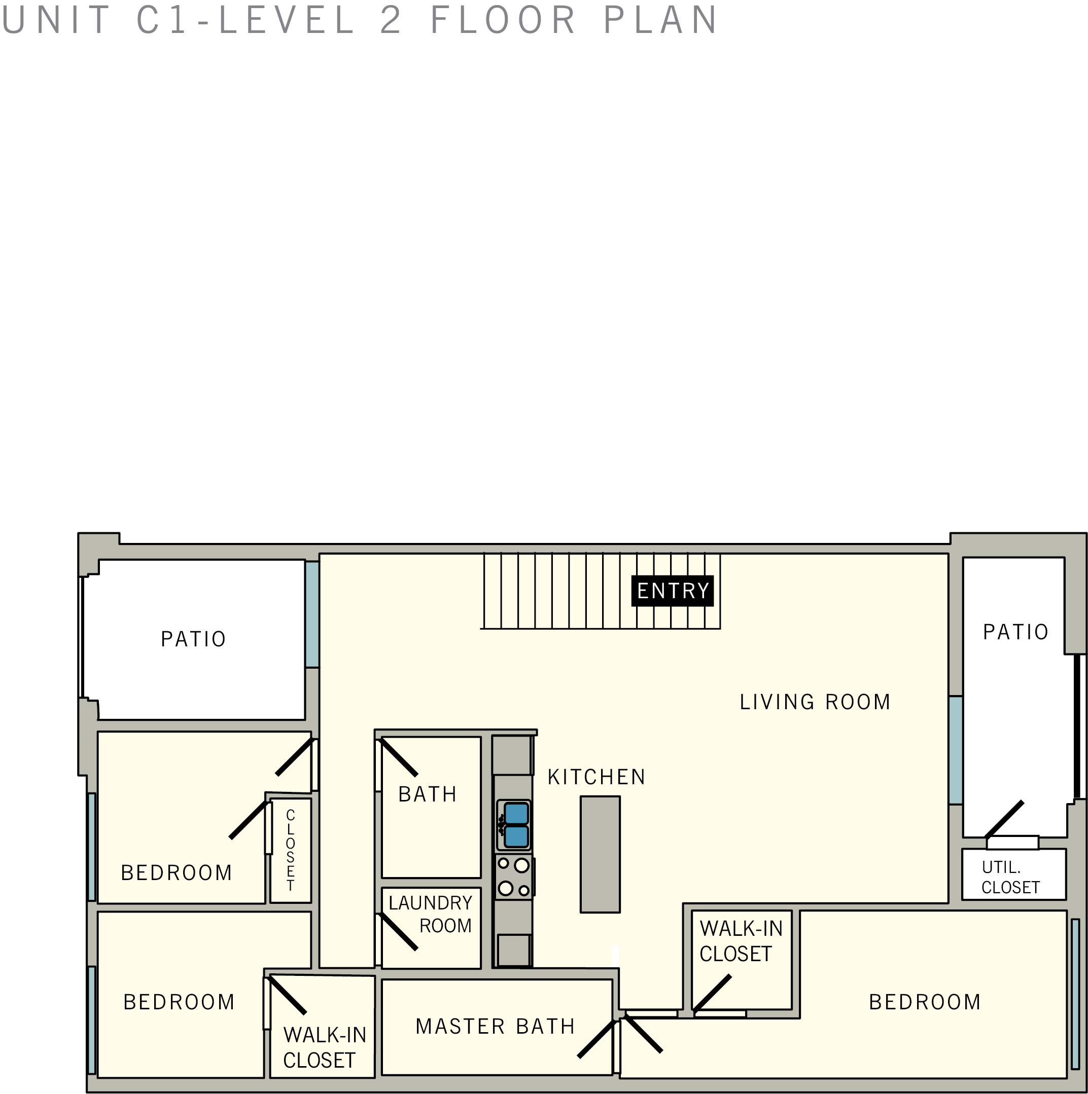 Floor plan for 3 beds, 2 baths, 1616 sqft